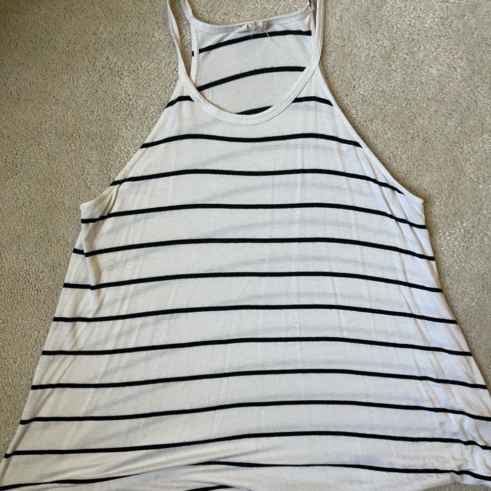 Black and White striped flowy tank
